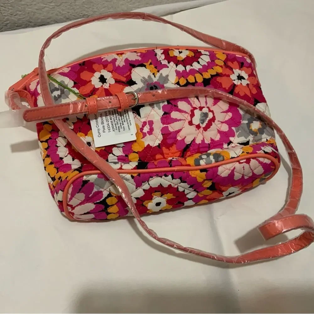 New Vera Bradley Pixie Blooms Shoulder Bag curvy crossbody Discontinued